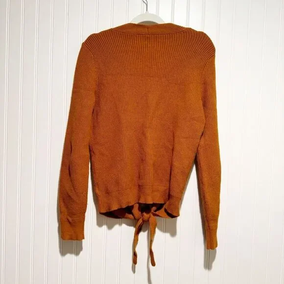 Anthropologie Moth Freeport Tie Front Sweater Rust Size Small - Picture 6 of 6